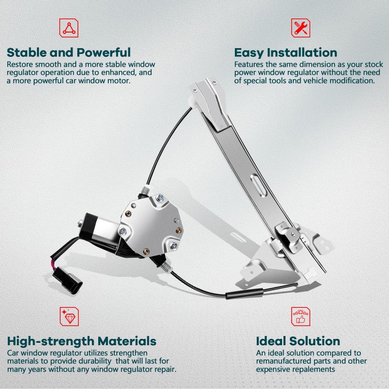 FINDAUTO 748-510 Power Window Lift Regulator with Motor Fit for Chevy Impala for 2006-2013, for Chevy Impala Limited 2014-2016,OE 10338753,20927599, Rear Left Driver - Image 2